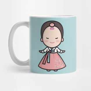 Cute Traditional Korean Bride Cartoon Mug